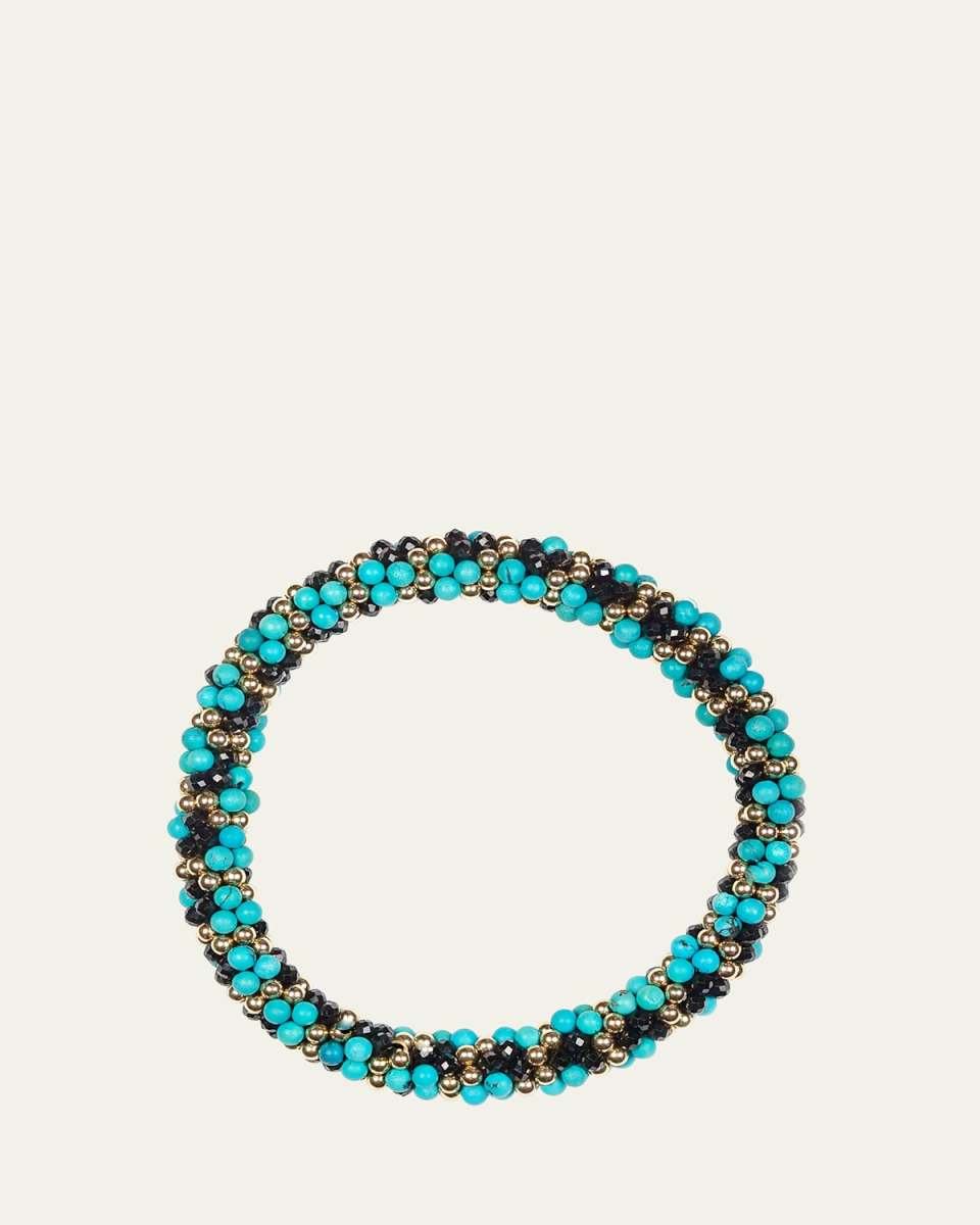 14K Yellow Gold Turquoise and Spinel Bracelet